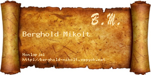 Berghold Mikolt névjegykártya